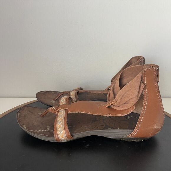 Cushe‎ Clover Thong Gladiator Sandal Women Size 8 Brown Zip Up Flats - Picture 6 of 13